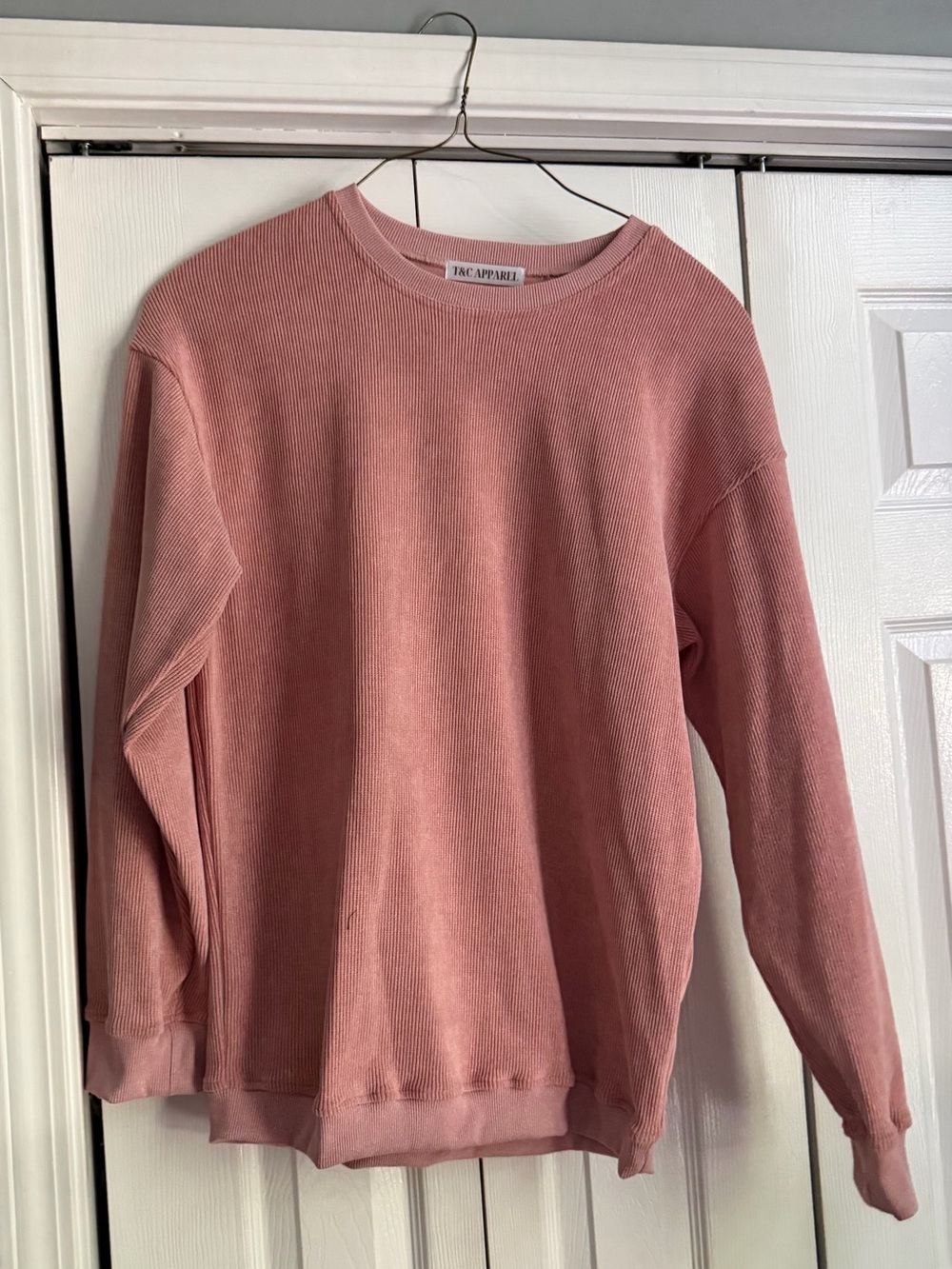 Women's Dusty Rose Ribbed Pullover Sweatshirt